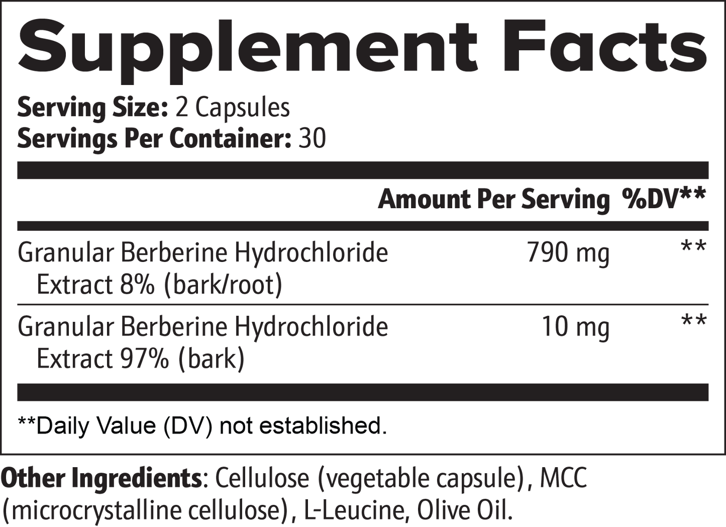 Metis Berberine Capsules | 800mg | Blood Sugar & Metabolism Support | 60 Vege Caps