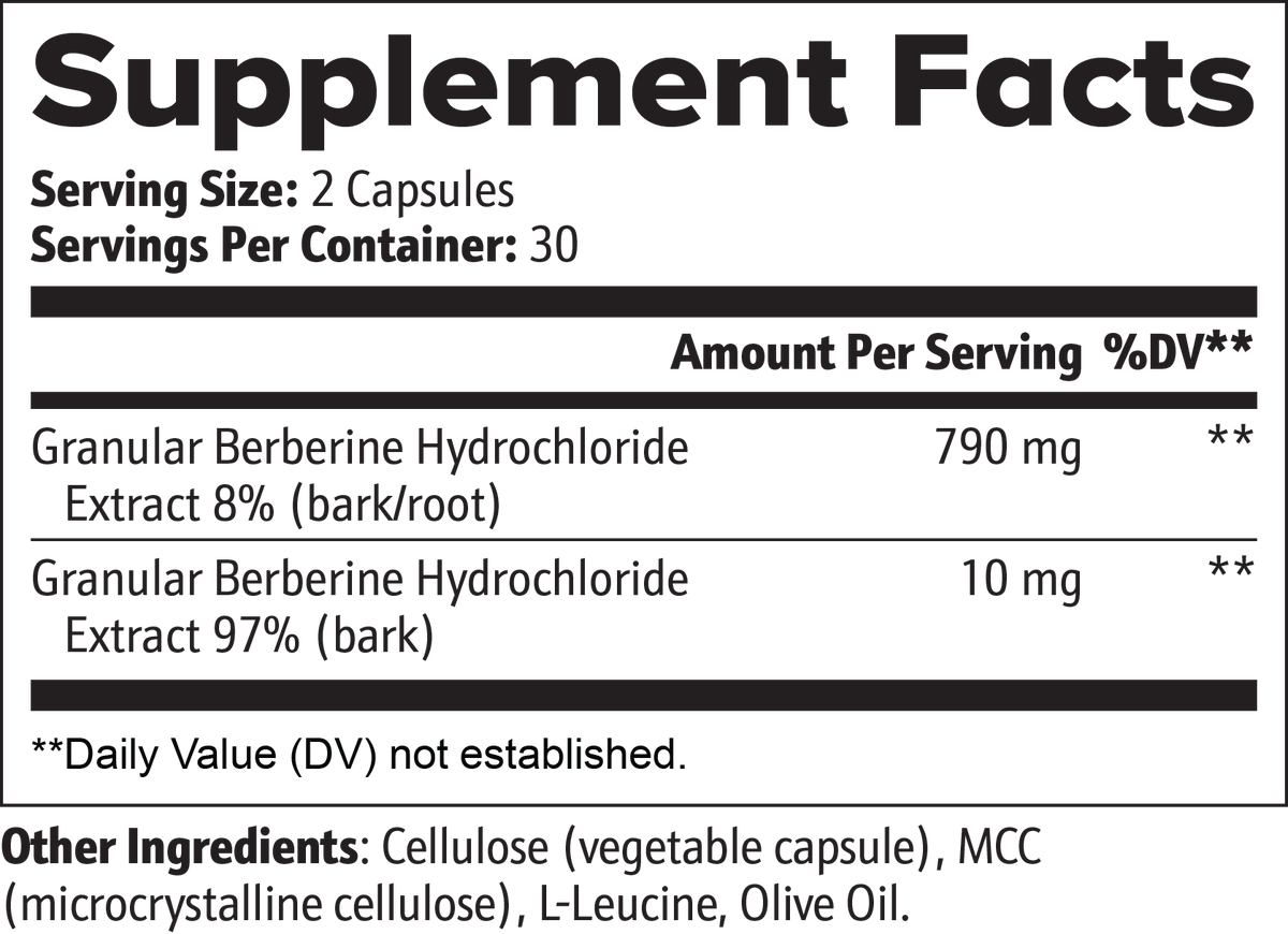 Metis Berberine Capsules | 800mg | Blood Sugar & Metabolism Support | 60 Vege Caps