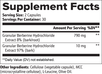 Metis Berberine Capsules | 800mg | Blood Sugar & Metabolism Support | 60 Vege Caps